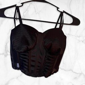 ✨Black Silk Bustier Zip Up Tank Top✨
